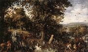 BRUEGHEL, Jan the Elder Garden of Eden 1612 Oil on copper painting